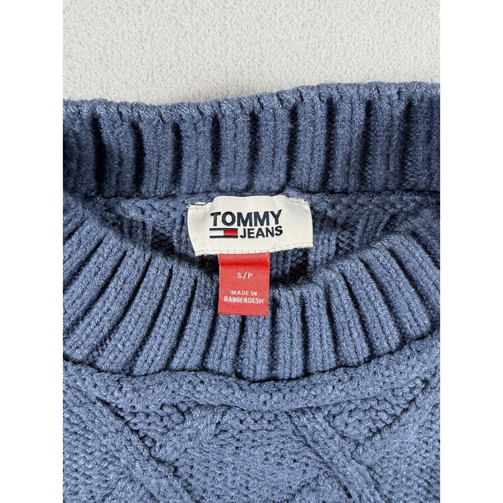 Tommy Hilfiger Women's Cable-Knit Mock-Neck Blue Sweater Size Small Cottagecore - Picture 5 of 7